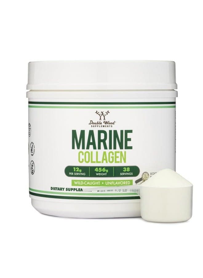 Marine Collagen Powder (1 LB / 16 OZ of Quick Dissolve Marine Collagen Peptides) Wildcaught, Unflavored, Micronized - Scoop Included, No Fillers (38 Servings of 12 Grams Each)