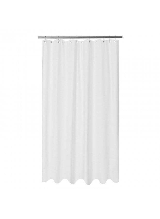 Mrs Awesome Embossed Microfiber Extra Long Shower Curtain Liner 71 x 96 inches, Soft Fabric Shower Curtain Washable and Water Repellent,71x96, White