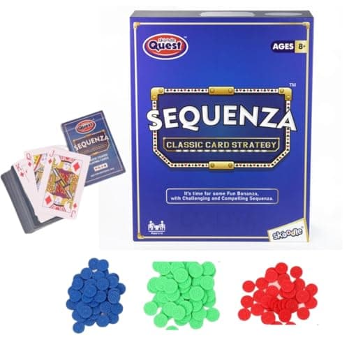 LAALIYA Sequenza Strategy Board Game for Kids & Families | Classic Card and Chip with Playing Cards & Tokens | Fun Sequence-Inspired Game for Parties & Game Nights