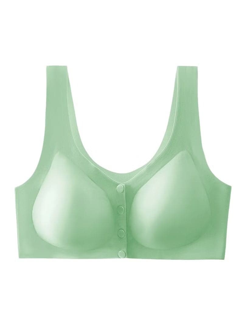 Breastfeeding Bra with Front Buttons without Steel Ring, Comfortable and Seamless Underwear Green