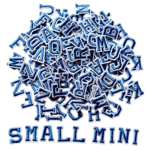 Zlettery 130pcs Iron on Letter Patches 07 inch 5 Sets of 26 Embroidered Alphabet AZ Patches for Clothing Jackets Hats Backpacks Jeans Blue