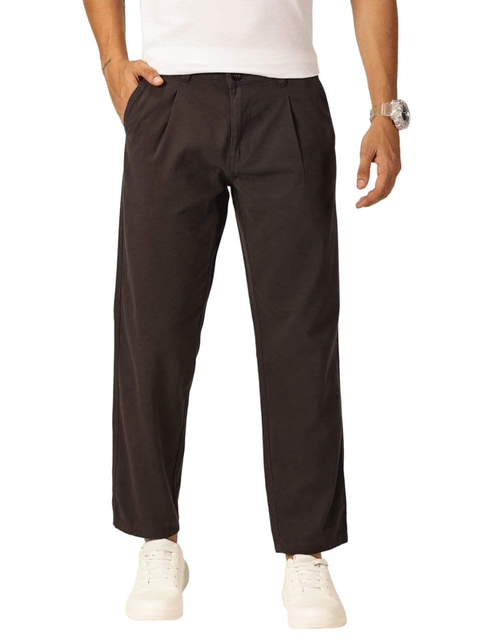 Thomas Scott Men 100% Cotton Straight Fit Chino Trouser (Grey, 34)
