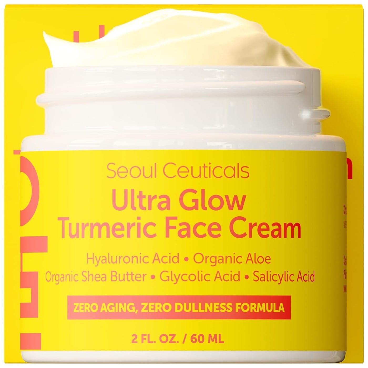 SeoulCeuticals Korean Skin Care Turmeric Cream Face Moisturizer for Dull Dry Skin Korean Skincare K Beauty for Glass Skin 2oz