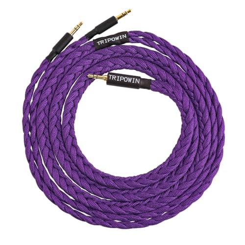 Linsoul Tripowin GranVia Upgraded OFC Headphone Replacement Cable, Dual 3.5mm Connector to 3.5mm Stereo Headphone Cable for HE4XX/HE-400i/HE400se/Goldplanar/Focal ELEGIA(Purple, 2m)