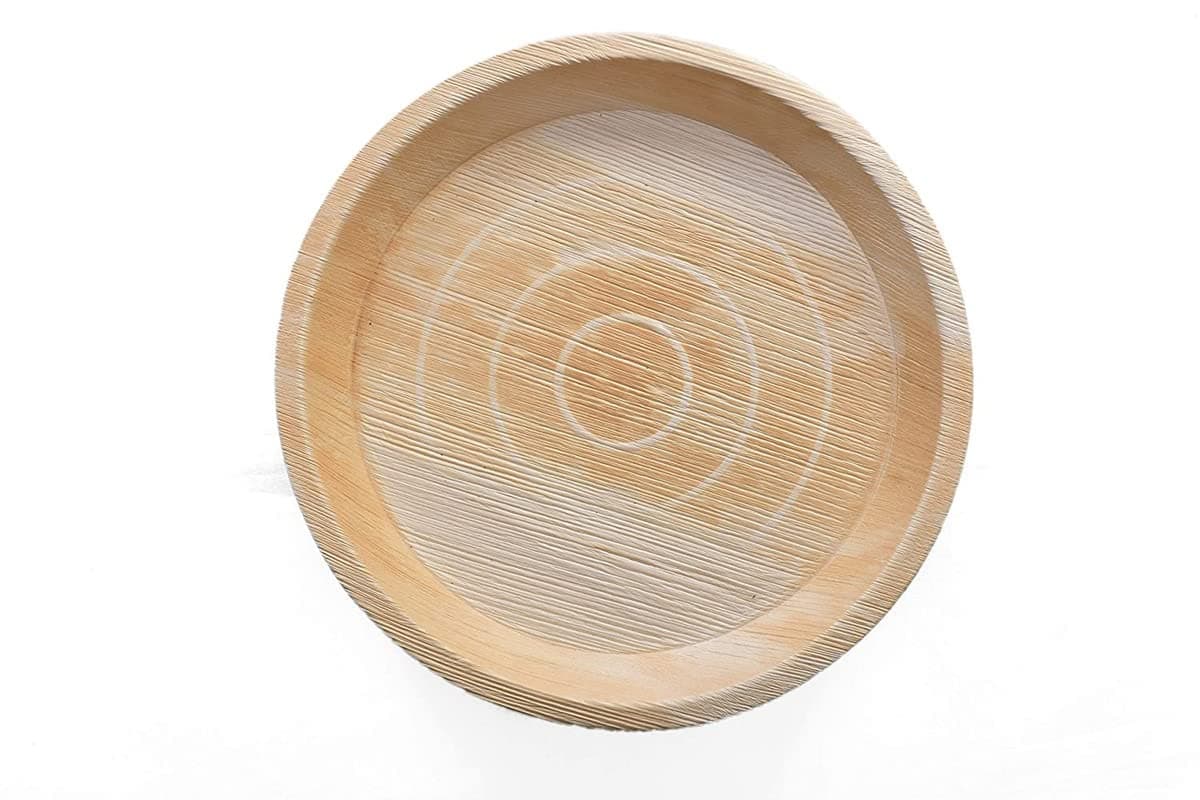 SGE Shopping Areca Leaf Round Shallow Plates 12 Inch Pack of 25 Plates Natural Disposable Party Plates
