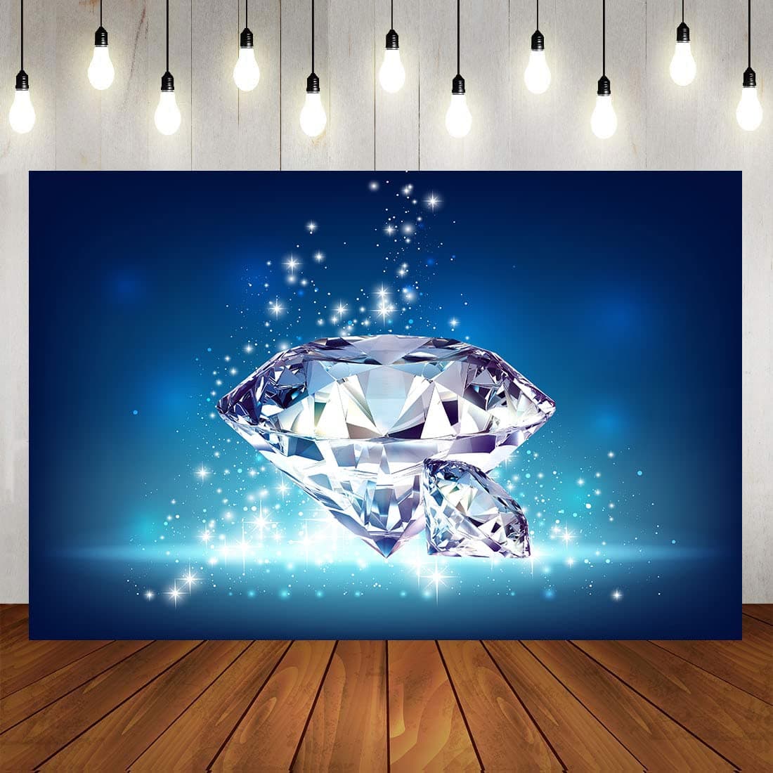 PHMOJEN Navy Blue Vinyl Backdrop 9x6ft Shining Diamonds for Wedding Decorations Bridal Shower Party Decorations Birthday Festival Celebration