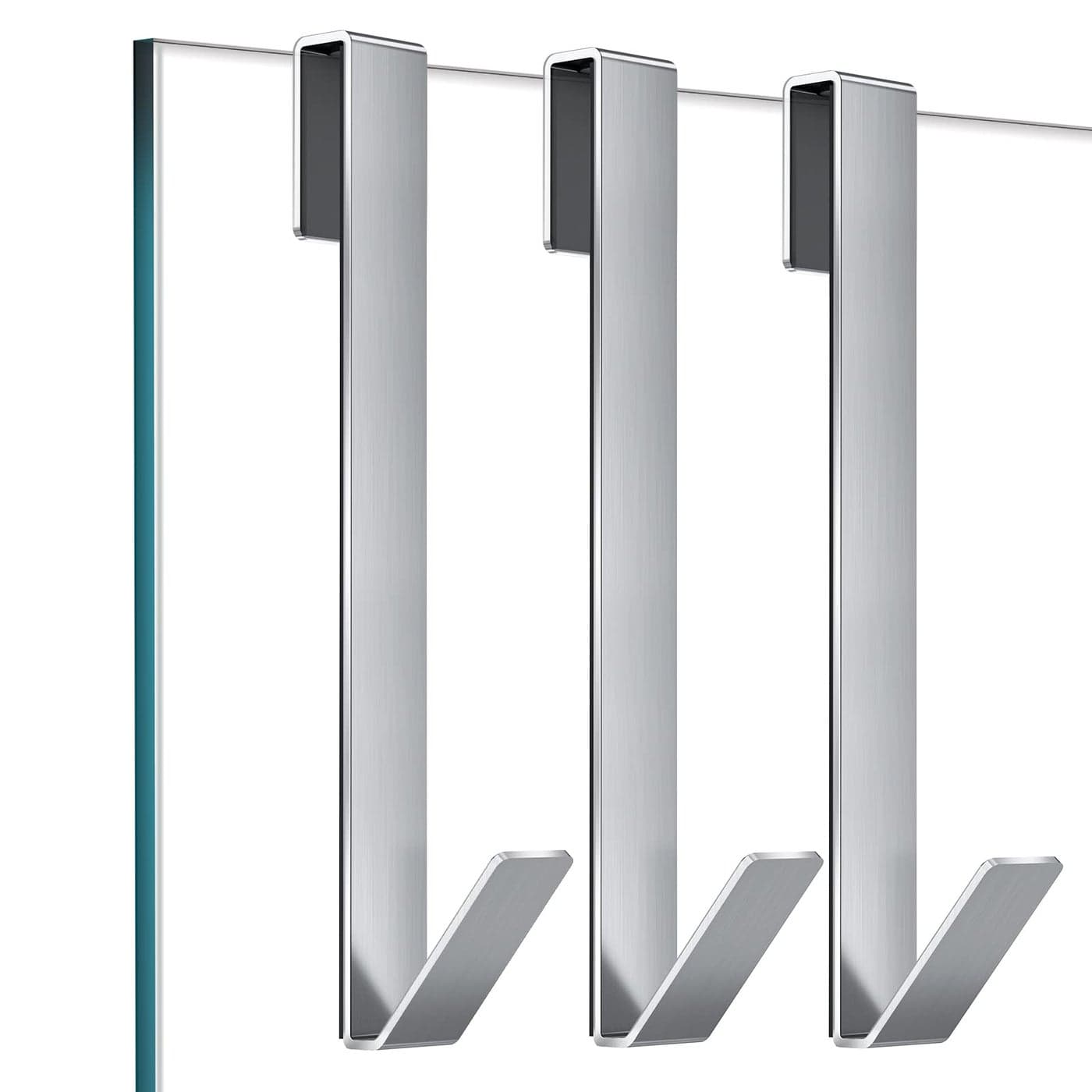 FUMAX Shower Door Hooks 10 in Shower Hooks for Towels Heavy Duty DrillingFree Extended Towel Hooks for Bathroom Frameless Glass Door Over The Door Towel Hooks 3 Packs Silver