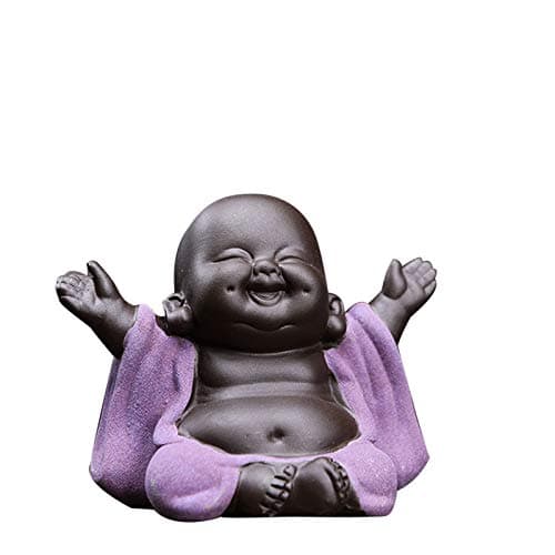 Kingzhuo Ceramic Little Cute Baby Buddha Statue Monk Figurine Buddha Figurines Home Decor Creative Baby Crafts Dolls Ornaments Gift Delicate Ceramic Arts and Crafts (Purple)