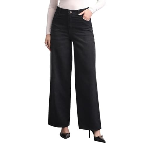 Urbano Fashion Women's Black High Rise Loose Baggy Fit Washed Jeans Non-Stretchable (womjeanbagwhsk-black-30)