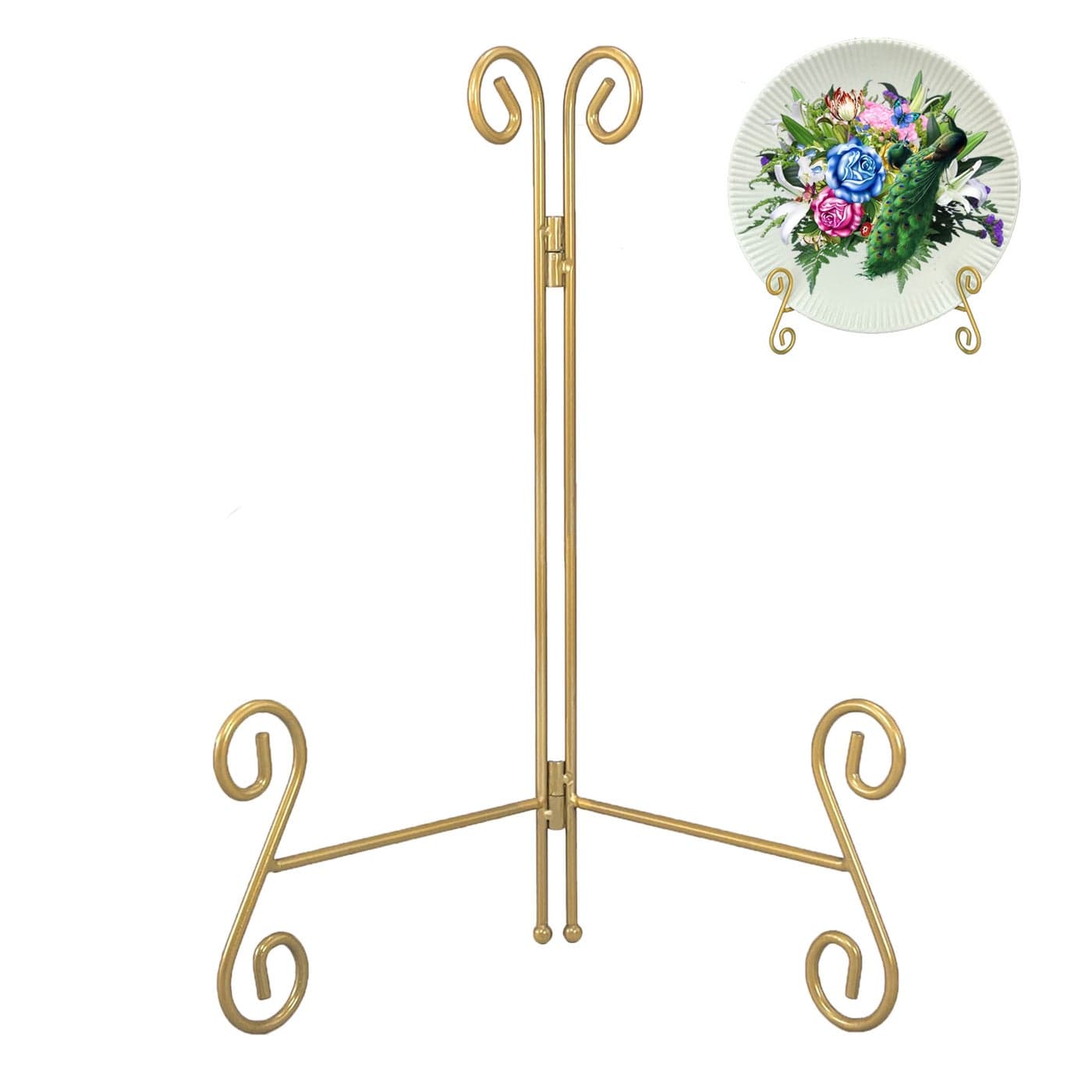 HEMYLU Gold Plate Stand 12 Inch Decorative Holder for Displaying Platters HeavyDuty Metal Easel Stand for Picture Photo Frame Books and Round Objects 2Packs