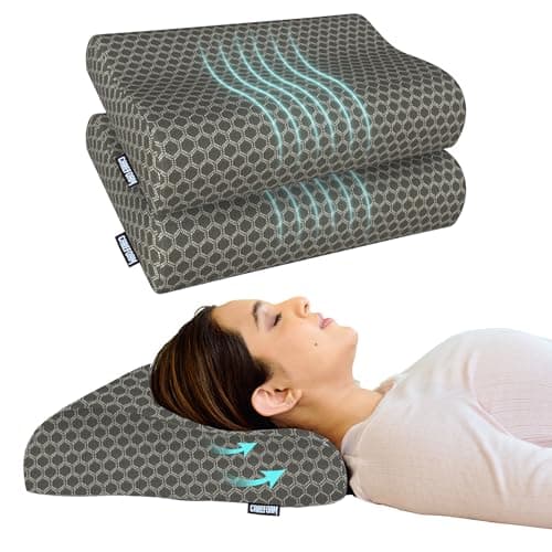 CareFoam Memory Foam Cervical Neck Pillow | 2 Years Warranty | Pain Relief Sleep, Improves Posture Spinal Alignment, Neck Pain Relief | King 23 x 14 x 4.5 Inch | Black acquard Cover | Pack of 2