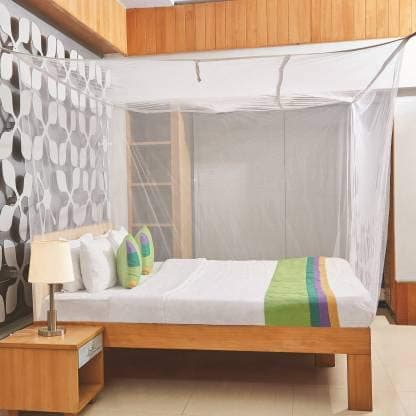 BUYAGAIN Mosquito NET for Double Bed Poly Cotton/King Size Queen Size Bed/Double Bed/machardani Protection for Baby(7x5ft White)