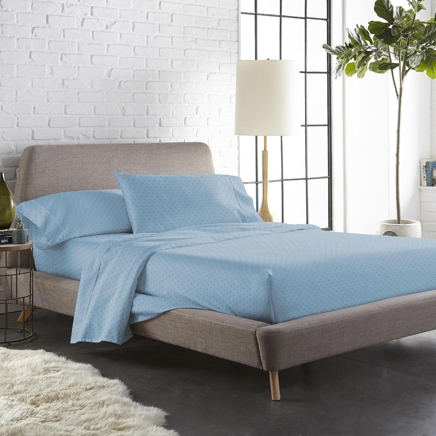 Blue Dahlia 100 Cotton Sateen Weave Bedsheet Set Single Size Premium 300TC1 Flat Sheet60x90 1 Pillow Cover 18x28 SA 8000 OEKOTEX CertifiedSwiss DotPale Blue