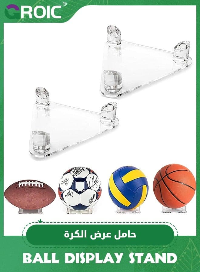 2 Pcs Acrylic Basketball Stand Football Stand Soccer Ball Stand - Sleek Anti-Slip Design | Basketball, Soccer, Football Holders for Display | Football Display, Soccer Display & Basketball Display
