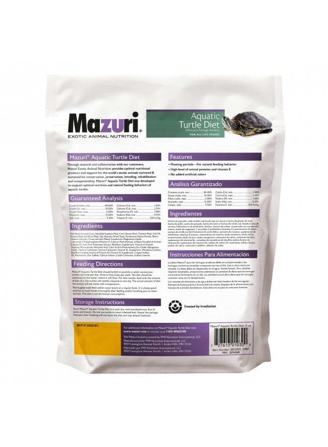 Mazuri | Nutritionally Complete Aquatic Turtle Food | Freshwater Formula - 12 Ounce (12 Oz) Bag