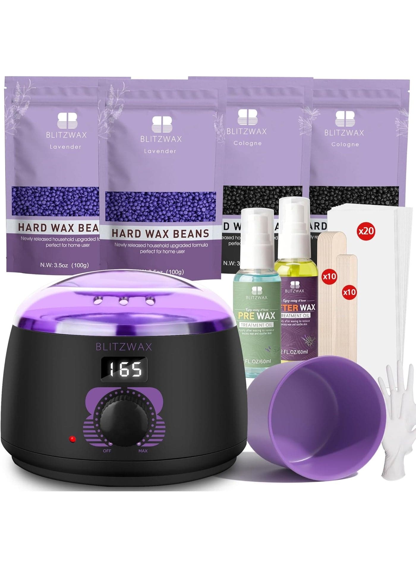 BLITZWAX Digital Wax Kit for Women Men - Suitable for Sensitive Skin, Brazilian, Full Body, Bikini, Hair Removal - Hard Wax Kit With 51 Items for Home, Salon and Beginners — 1.5K
