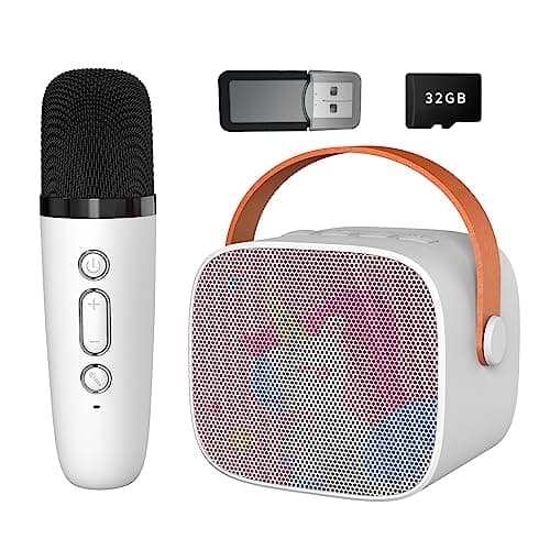 Snowall Mini Karaoke Machine for Kids Portable Bluetooth Speaker with Wireless MicrophoneKids Music Player Toys for Girls and Boys34 5 6 7 8 Years Old Teens Birthday WhiteUnicorn