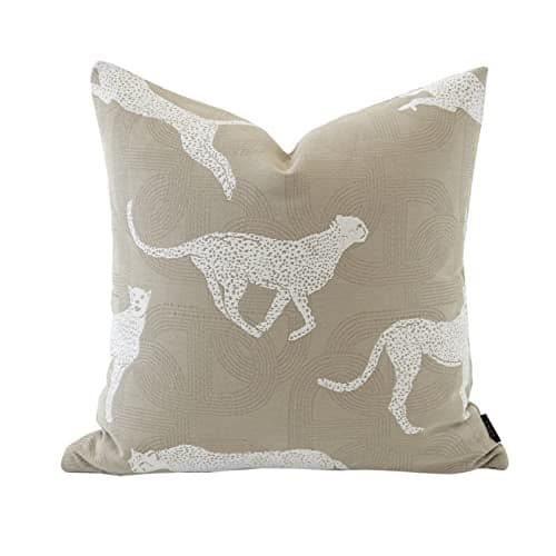 Croker Horse 20x20'' Inches Throw Pillow Cushion Cover - Leopard Pattern Chenille Jacquard Luxury Style Couch Sofa Pillow for Living Room Bedroom
