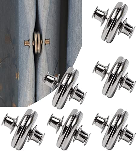 Yteseery 6 Pairs Curtain Magnets Closure, Magnetic Curtain Clips for Indoor Outdoor Curtains Prevent Light Leaking, Strong Curtain Weights Magnets for Pergola Patio Gazebo Cabana