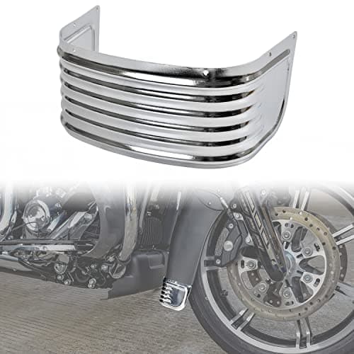 VEISUTOR Front Fender Skirt Trim for Harley Davison, Chrome Steel Front Ribbed Decorative Protector Trim Accent for Electra Glide Road King Tri Glide Ultra Classic Limited Low 2014-2024 Accessories