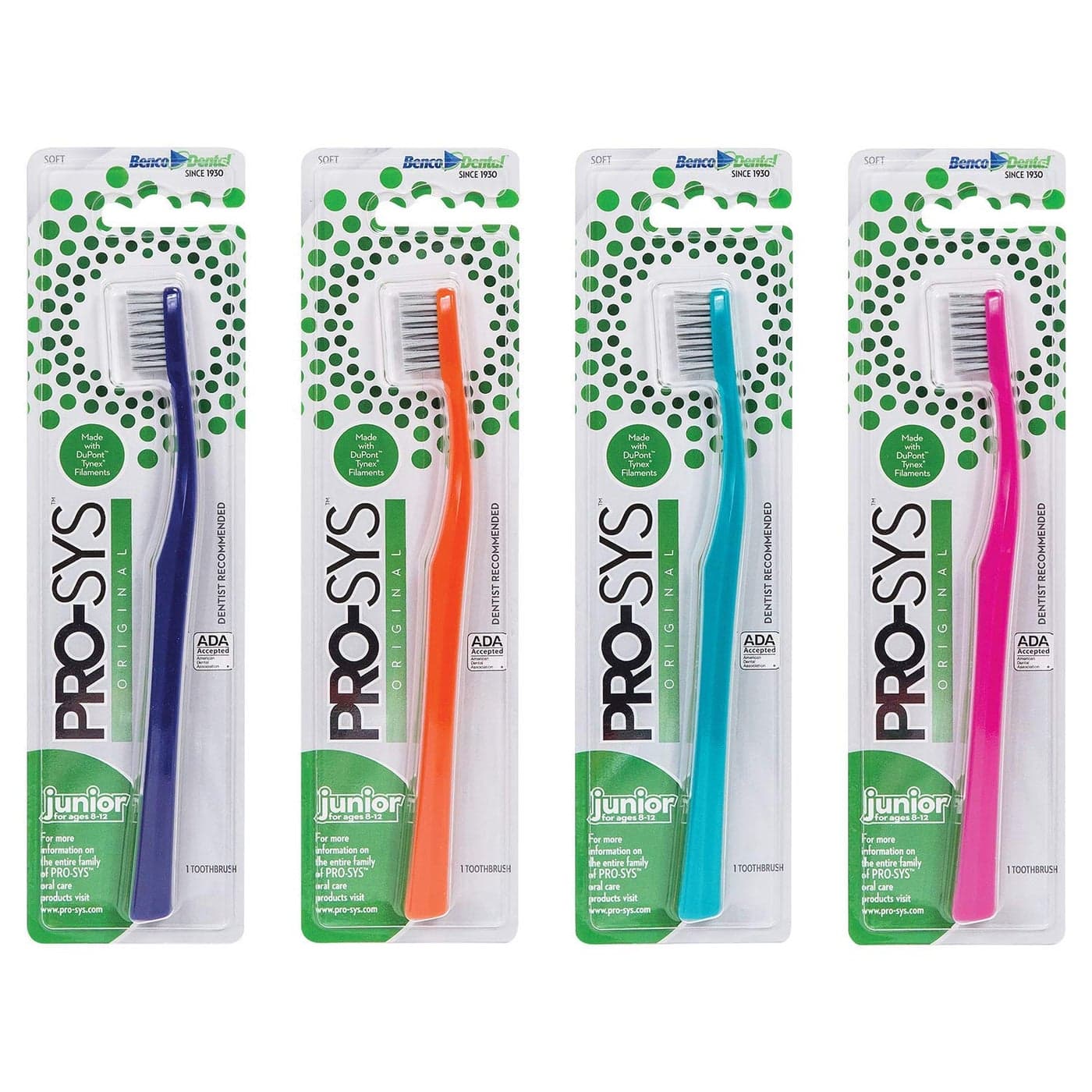 PROSYS Kids Toothbrush Colorful 4Pack Made with Soft Dupont bristles Ages 812