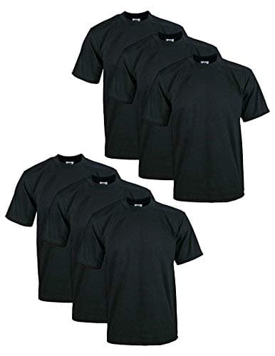 Pro Club Men's 6-Pack Heavyweight Cotton Short Sleeve Crew Neck T-Shirt, Black, XL-Tall