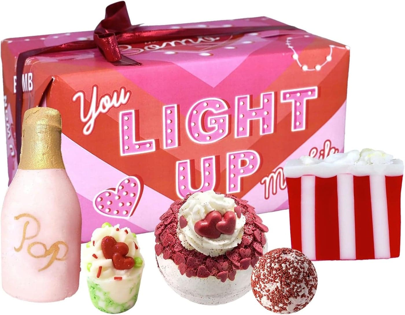 Bomb Cosmetics Youre The Bomb 5 Piece Handmade Bath Body Wrapped Gift Set for Women with Essential Oils Vegan Formula Sweet Fruity Fragrance