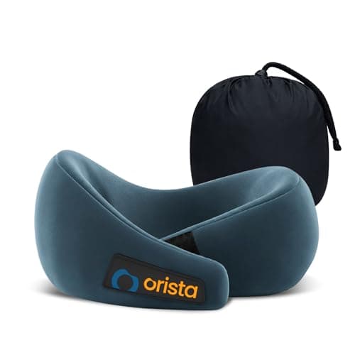 Orista™ Travel Neck Pillow | Premium Memory Foam Neck Pillow for Flight Travel, Car Sleeping | Adjustable Head Rest, Neck Rest Travelling Pillow for Sleeping Head Support | Teal Green Velvet
