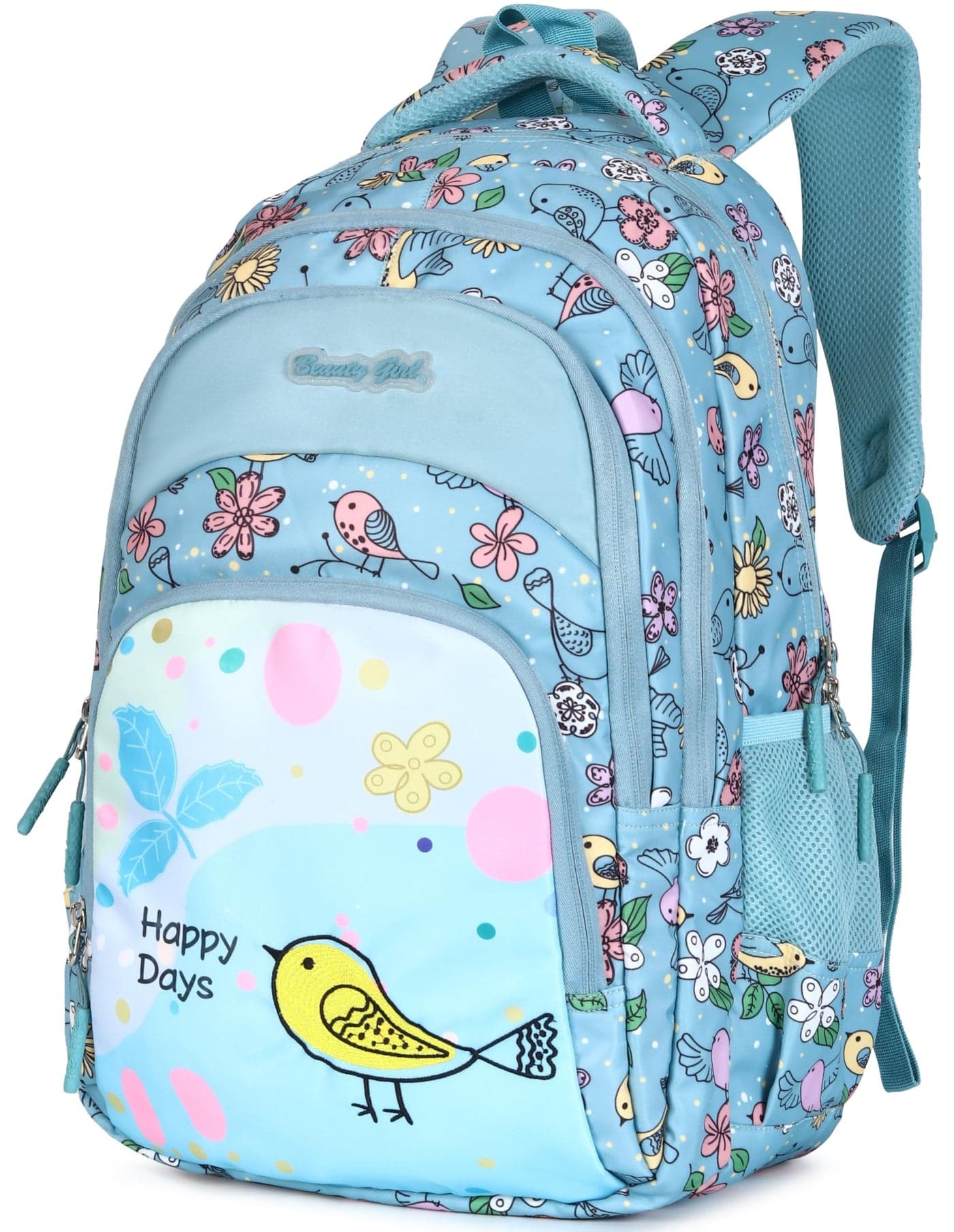 BEAUTY GIRLS BY HOTSHOT BRIDIE_1643|EMBRODIERY ON FRONT|SCHOOL BAG|TUTION BAG|COLLEGE BACKPACK|KIDS BAG|LARGE SIZE|WATER RESISTANT|19 INCH|FOR GIRLS & WOMEN|36 LITERS BACKPACK