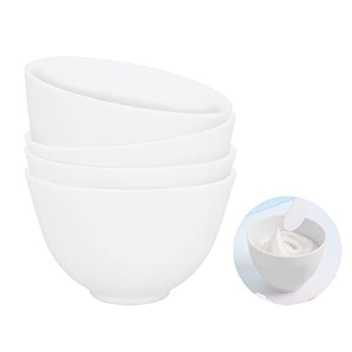 FERCAISH White Diy Face Mask Mixing Bowl Microwavable Silicone Facial Mud Bowl Cosmetic Beauty Tool for Home Salon4Pcs