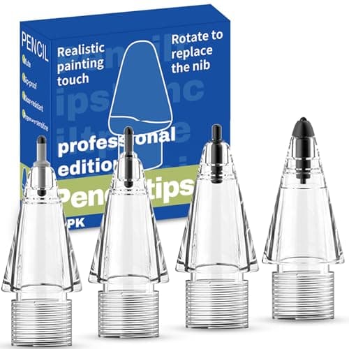 Ephoou Replacement Tips for Apple Pencil Pro Apple Pencil 1st Gen 2nd GenerationUSBCiPad ProMini Upgraded Soft Needle Pencil Pen Tips with Case for Drawing Writing 4 Pack Transparent