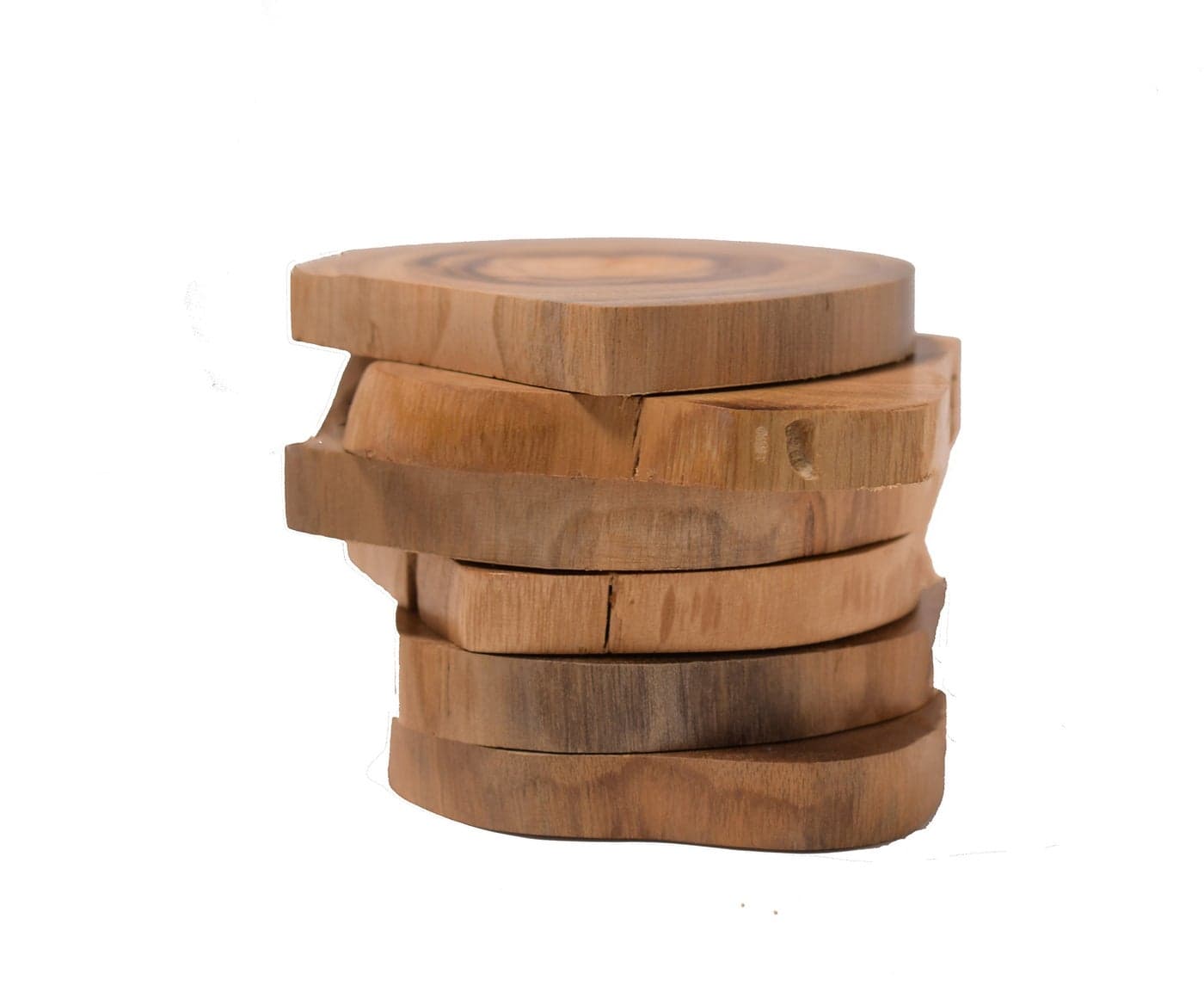 Hashcart Beech Wood Round Shaped Coasters For Coffee Table/Engagement Party Coasters (Set Of 6)