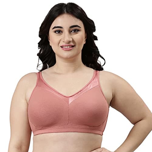 Enamor A112 Full Support Minimizer Cotton Bra For Women Non-Padded, Non-Wired & Full Coverage With Seamless Cup(A112-Rosette-42D)