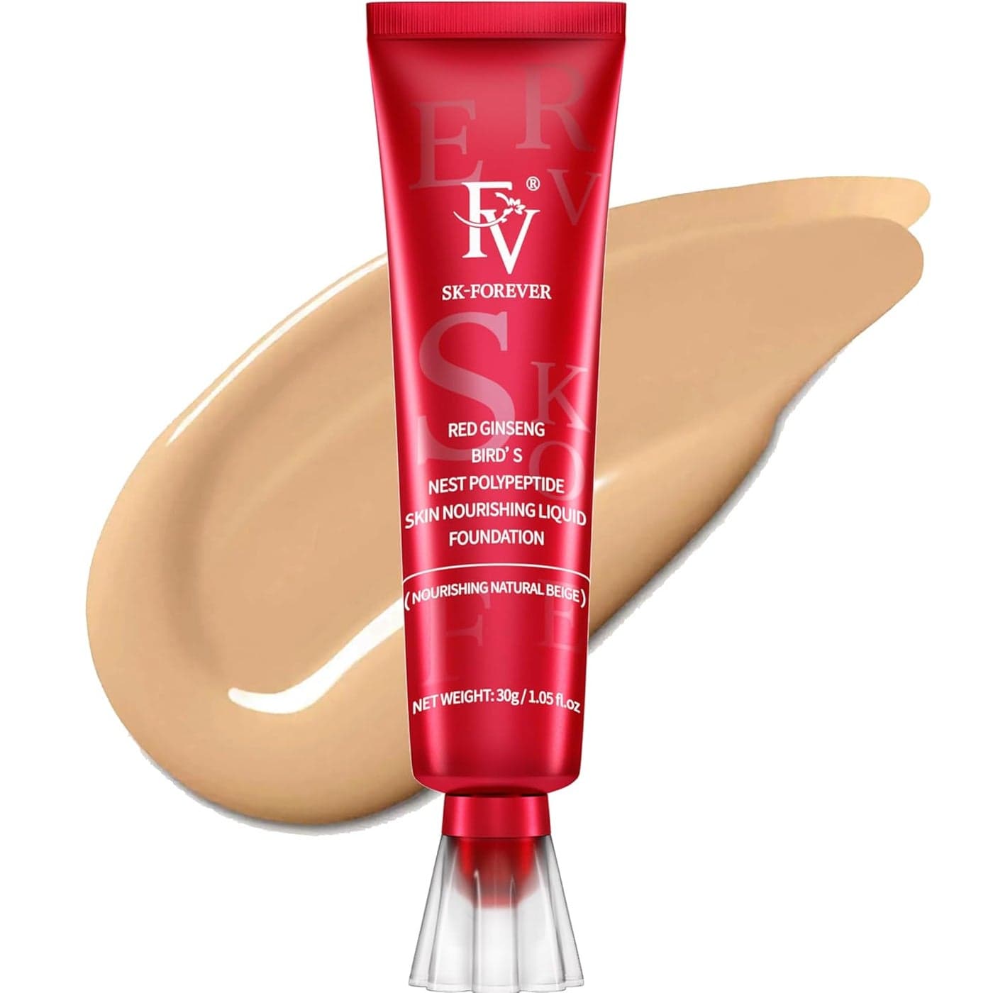 FV Waterproof Liquid Foundation Dewy Finish Long Lasting Lightweight Medium Coverage Face Makeup for Normal Dry Skin Cruelty Free Natural Beige 30ml