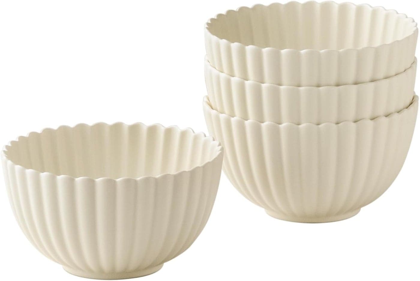 WENSHUO FlowerShaped Daisy Bowl Set 55Inch 17oz Matte Crme Pack of 4