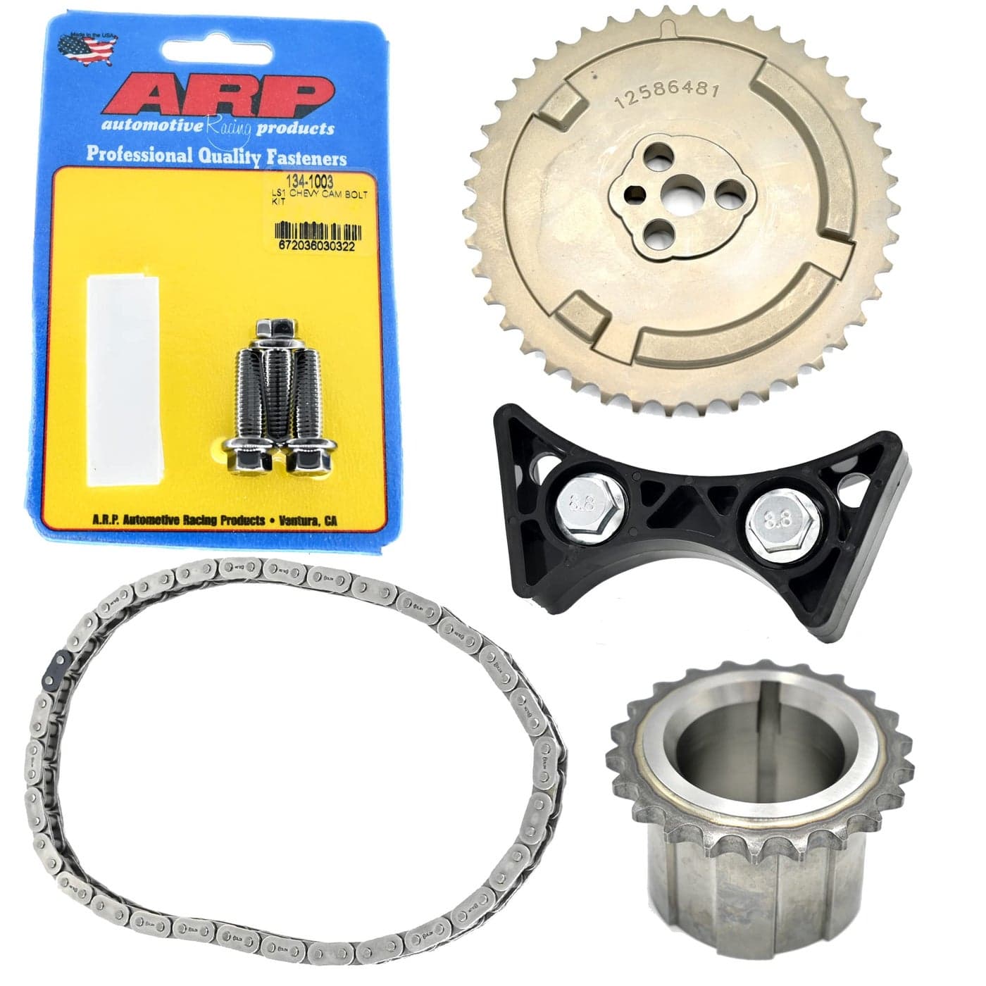 Michigan Motorsports LS Timing Chain Set with Cam Sprocket ARP Cam Bolts Crank Gear Timing Chain and Dampner Fits GM LS Engines 48 53 57 60 LS1 LS2 LS3 LS6 L99 LS4 LS9 LSA LQ4