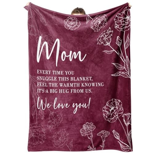 GiltGlimmer Gifts for Mom Mom Birthday Gifts Blanket Moms Gift for Women from Daughter Son We Love You Present for Mother Mommy Christmas Mothers Day 60 x 50 Burgundy