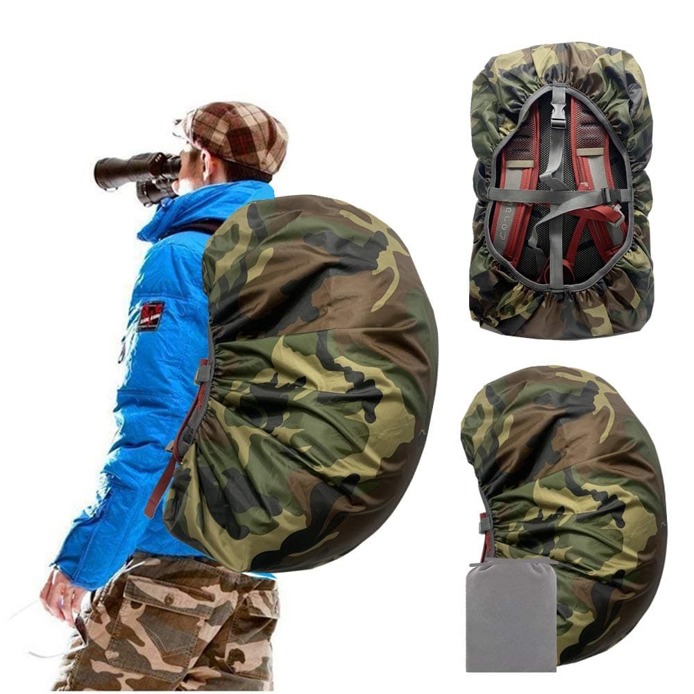 Joy Walker Waterproof Backpack Rain Cover for (15-90L), Upgraded Anti-slip Cross Buckle Straps, Triple Strengthened Layers for Hiking Camping Traveling (Camouflage, Small (for 15-25L backpack))