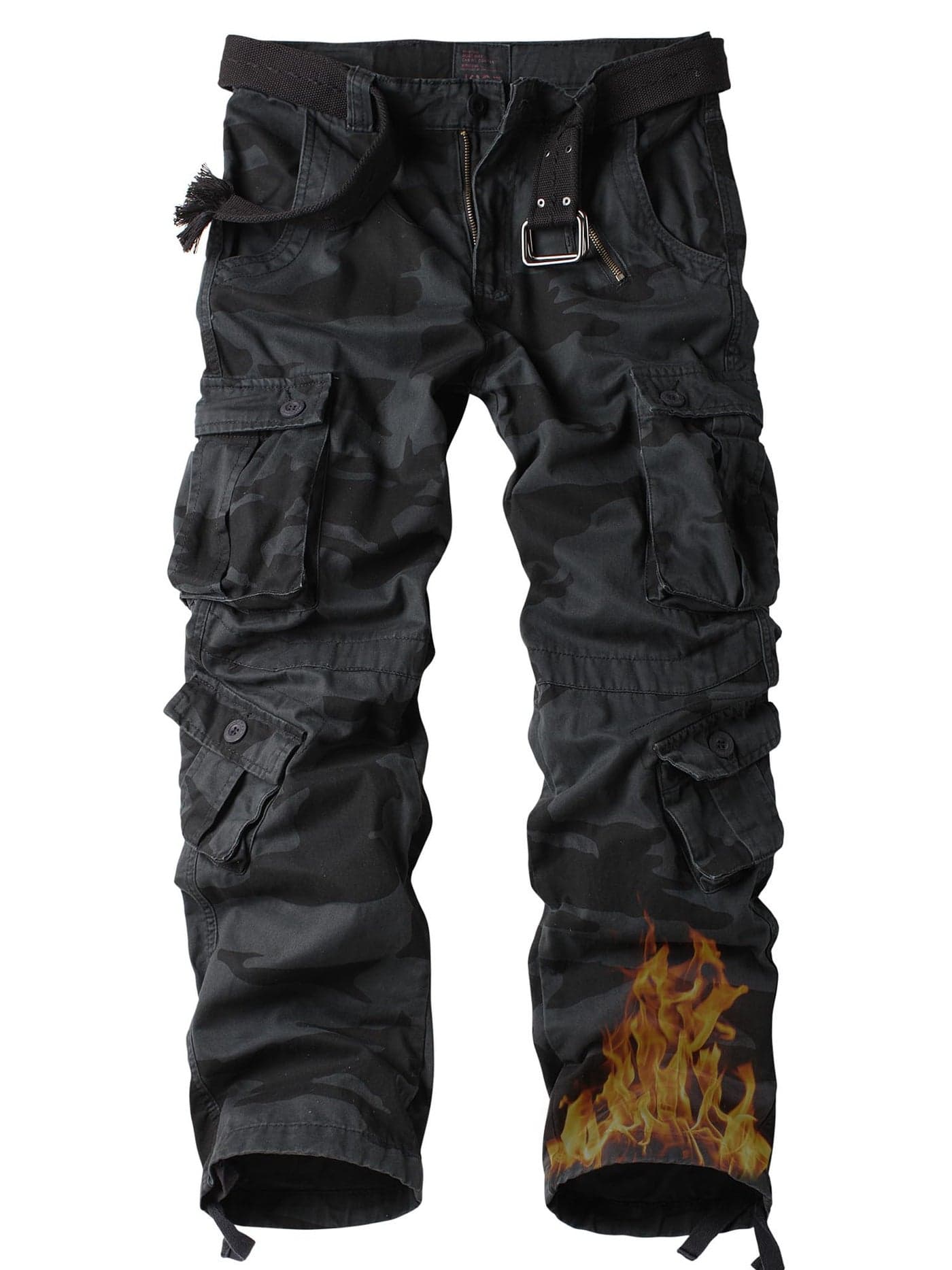 AKARMY Men's Fleece Lined Hiking Pants Outdoor Cargo Pants Casual Work Ski Pants with 8 Pockets 3358 E Camouflage 32