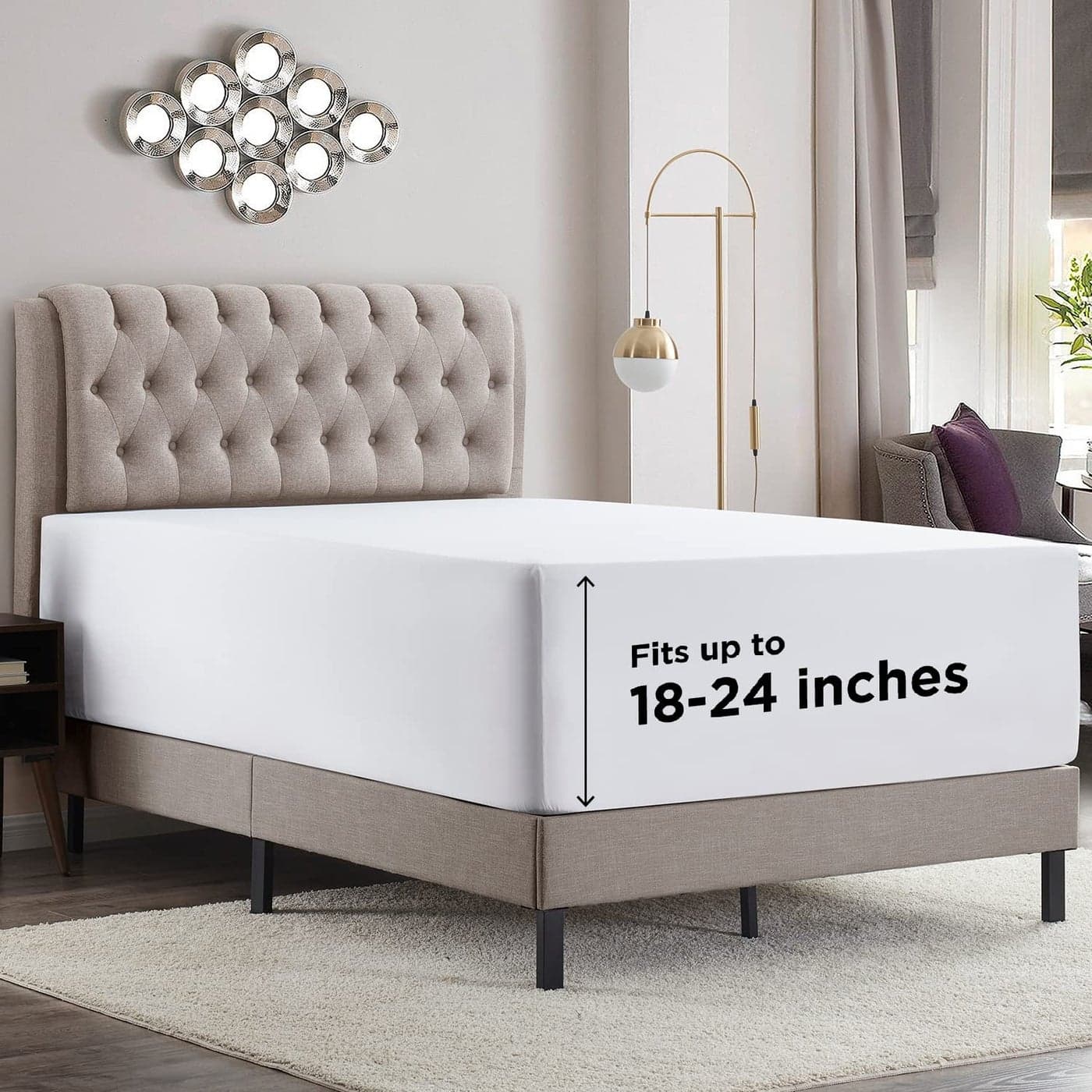 Empyrean Extra Deep Twin Fitted Sheet Soft Microfiber 110 GSM with Deep Pocket and Corner Straps White