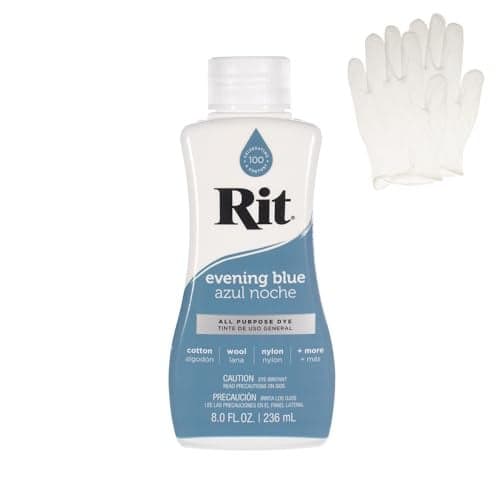 Rit Dye Liquid Fabric Dye for Crafting Clothing and Dcor 8 oz Bottle Evening Blue Gloves Included