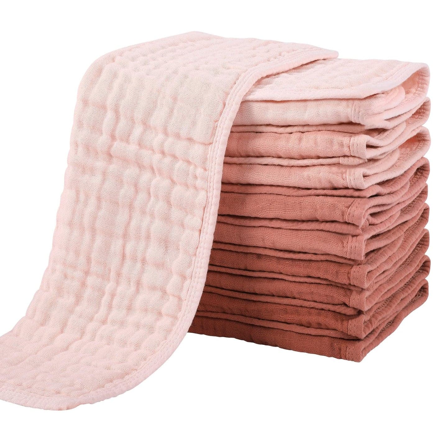 Yoofoss Muslin Burp Cloths for Baby 10 Pack 100 Cotton Baby Washcloths for Boys Girls Large 20X10 Super Soft and Absorbent Gradient Pink