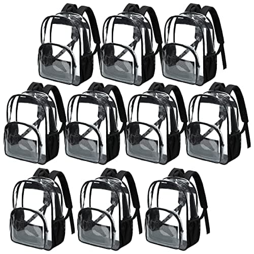 BORMELUN Clear Backpack for School Kids Students Bookbags Transparent see through Concert Stadium Approved 17inches 10 Black2