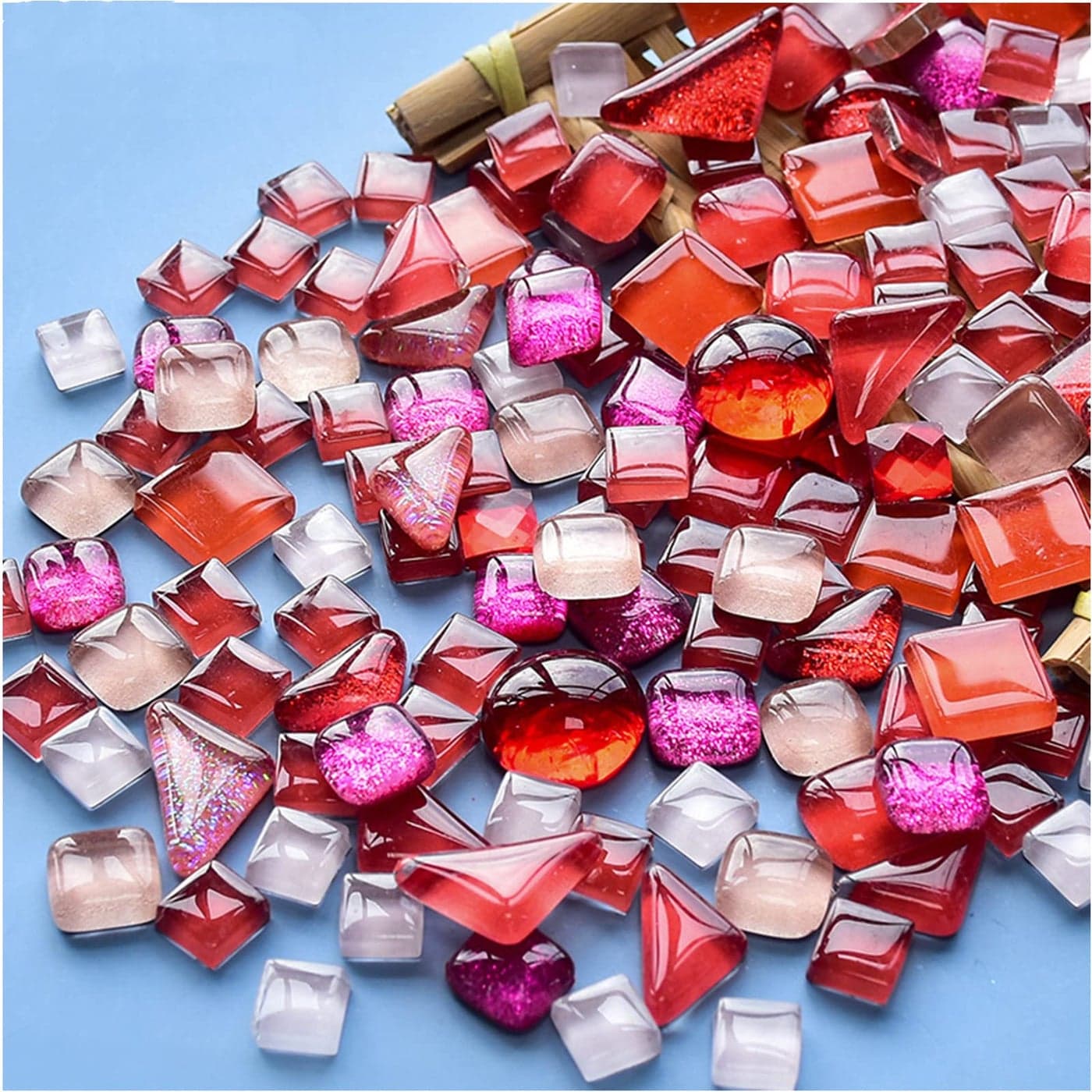 500g Mixed Color Irregular Crystal Mosaic TilesTiny Mosaic Tile DIY Hobbies Children Handmade Crystal Craft for Craft Bathroom Kitchen Home Decoration DIY Art Projects04X04 Inch Red Series