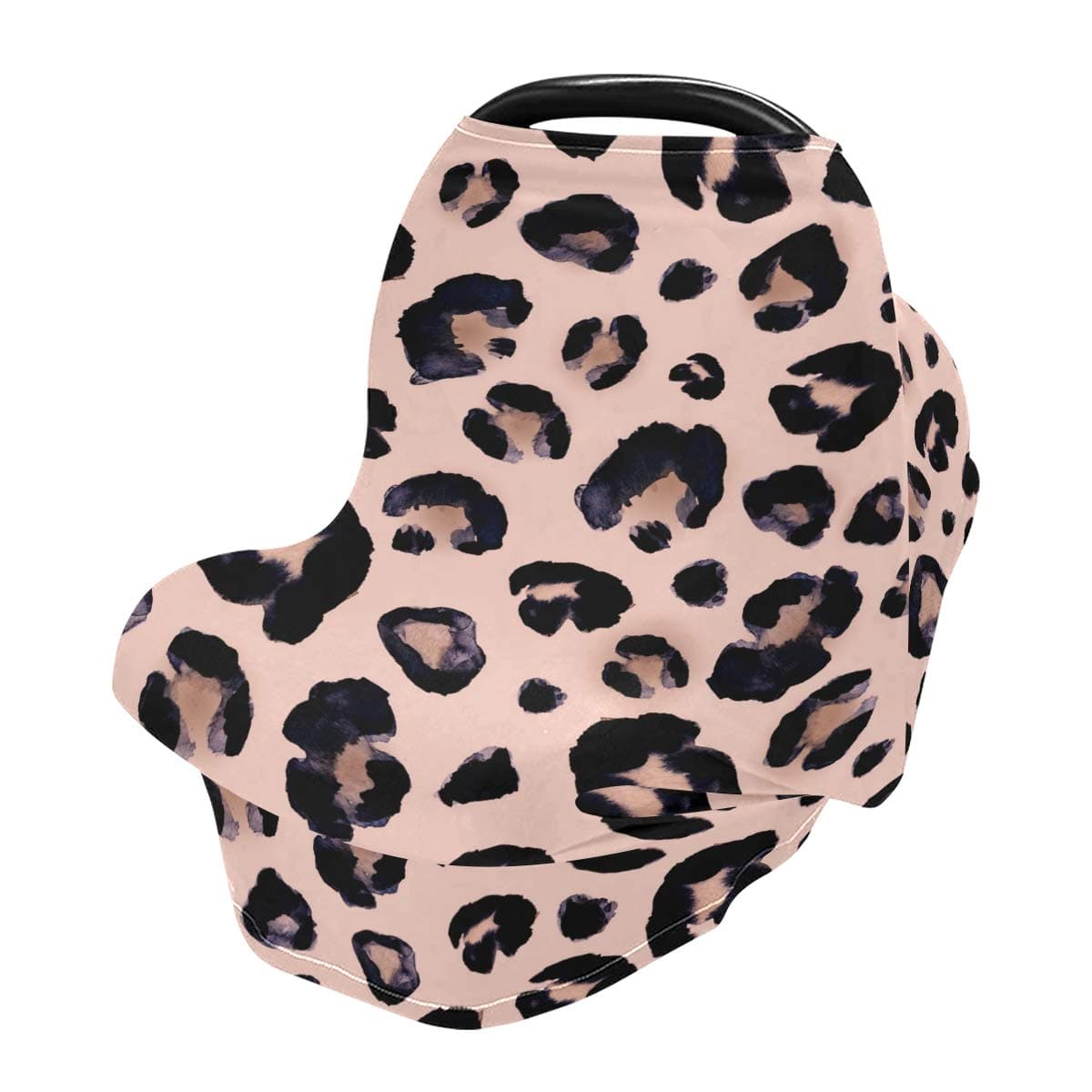 Pink Black Leopard Baby Car Seat Covers Nursing Cover Breastfeeding Scarf Soft Breathable Stretchy Coverage Infant Stroller Cover for Boys Girls