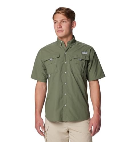 Columbia Mens PFG Bahama II Short Sleeve Fishing Shirt Cypress Large