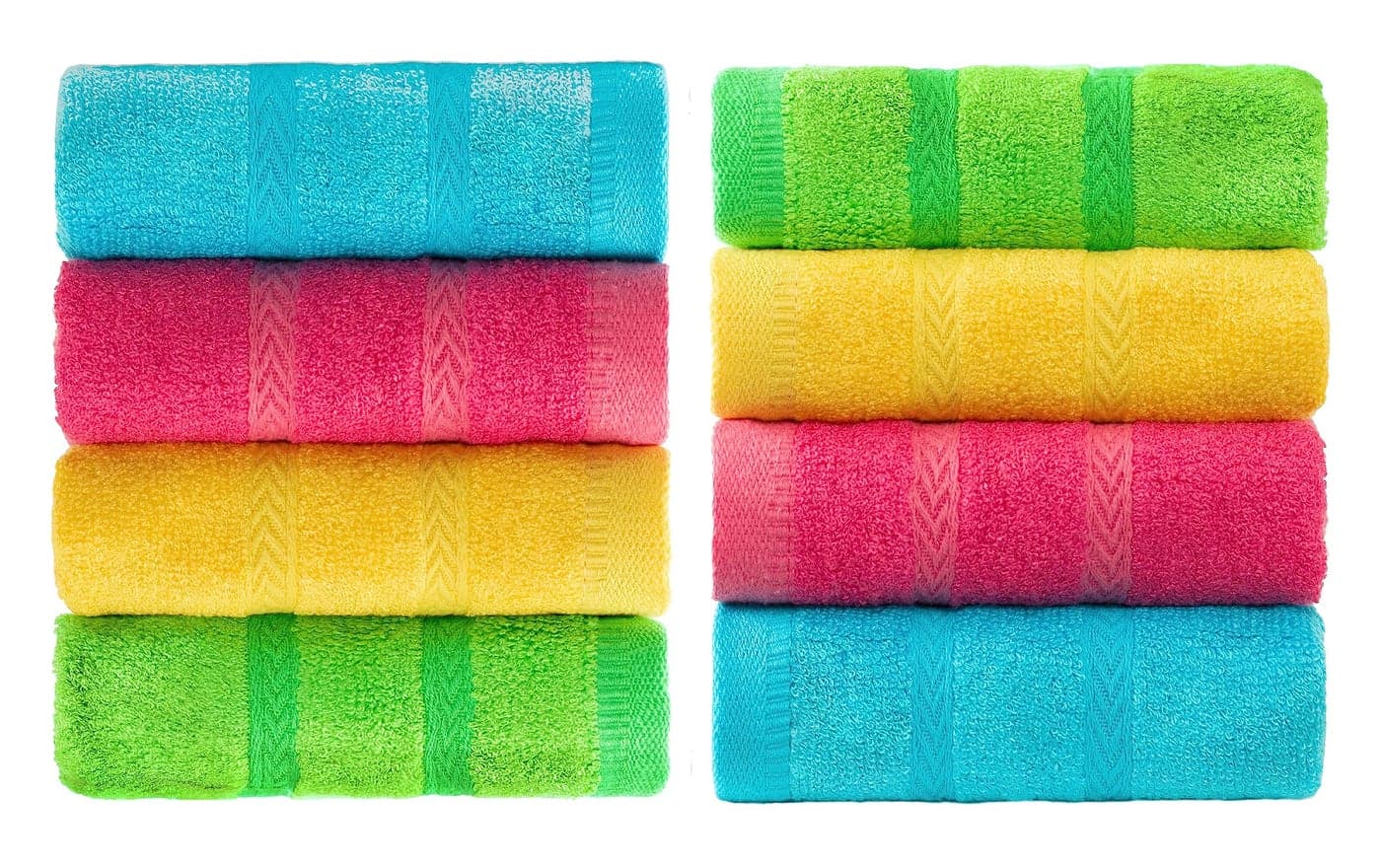MEMRUI Multicolor Fingertip Towels for Bathroom Kids Face Towels 10 x 18 Inches 8 Pcs in 4 Colors