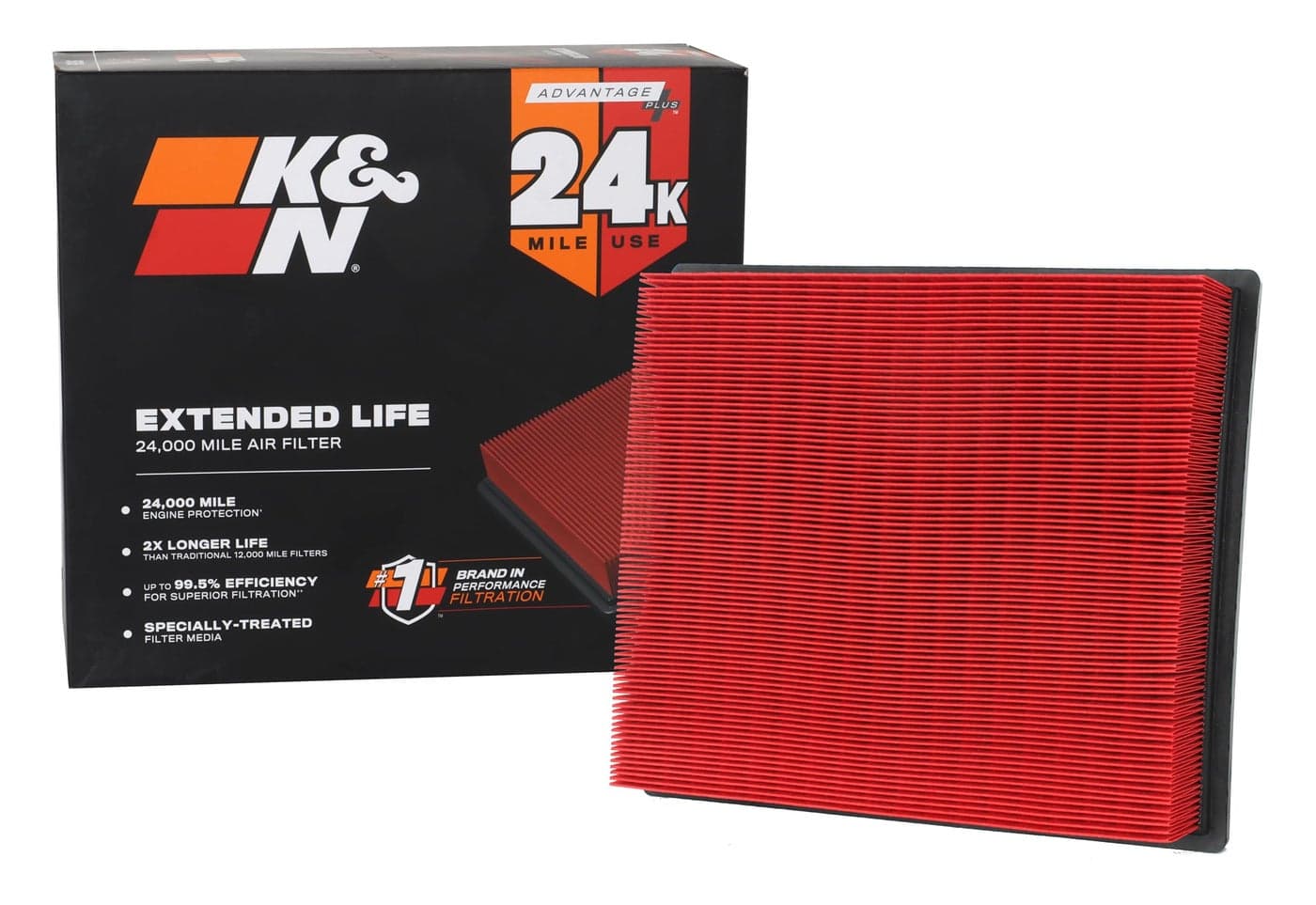 K&N Engine Air Filter: Extended Life 24,000 Mile Replacement Air Filter: Compatible with 2014-2019 Toyota Truck and SUV V6/V8 (Tundra, Tacoma, Sequoia), KNX-5017