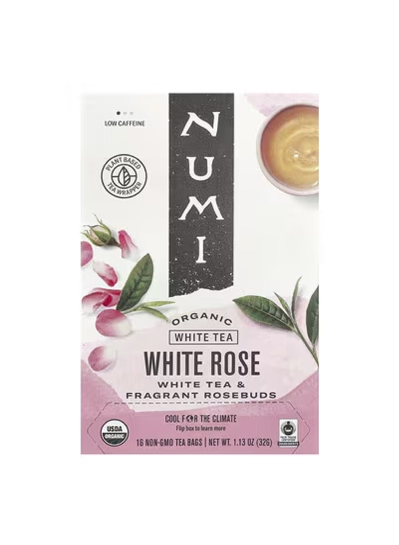 Organic White Tea, White Rose, 16 Non-GMO Tea Bags, 1.13 oz (32 g)