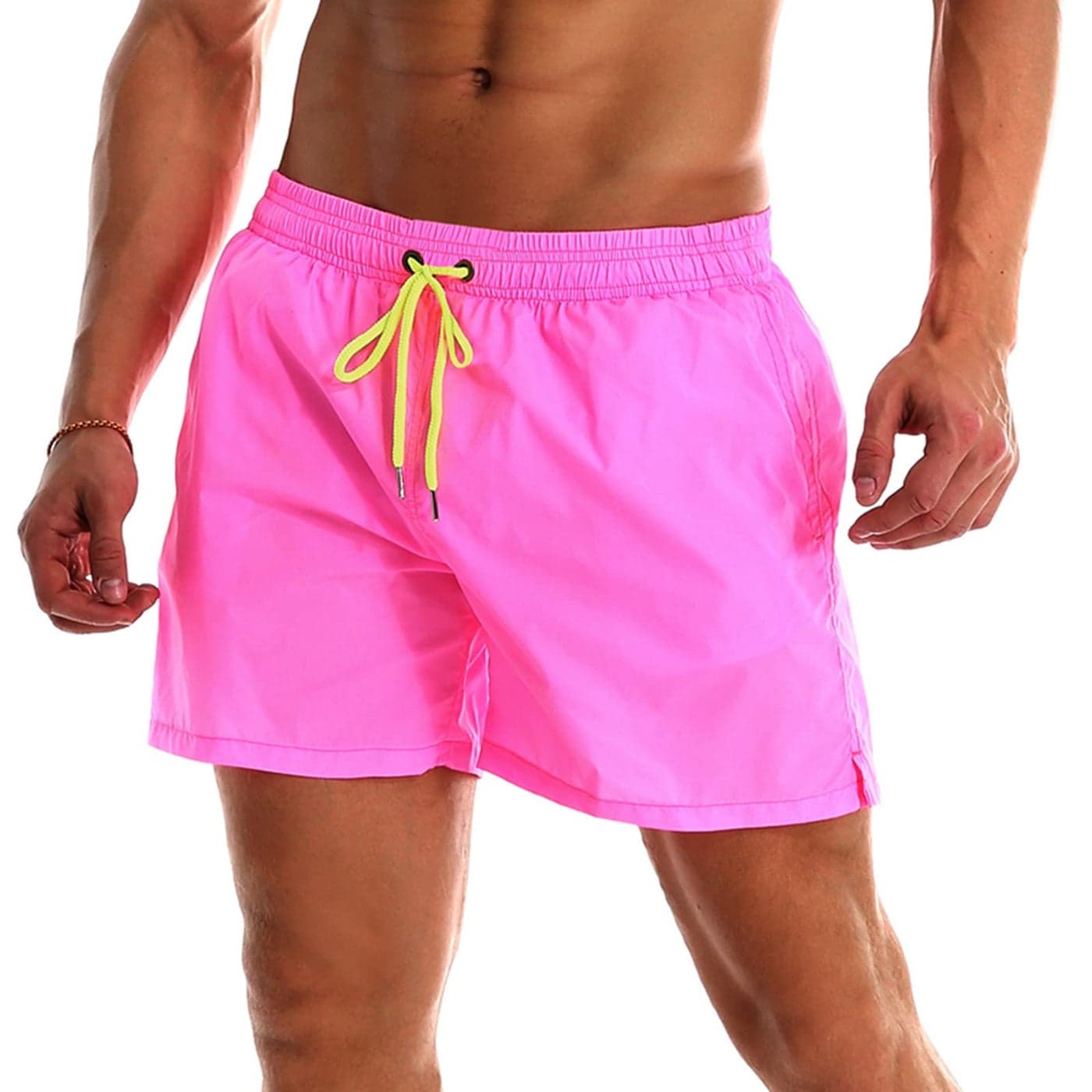 YnimioAOX Men's Swim Trunks Quick Dry Beach Shorts Swimwear Bathing Suit with Mesh Lining,Pink,36
